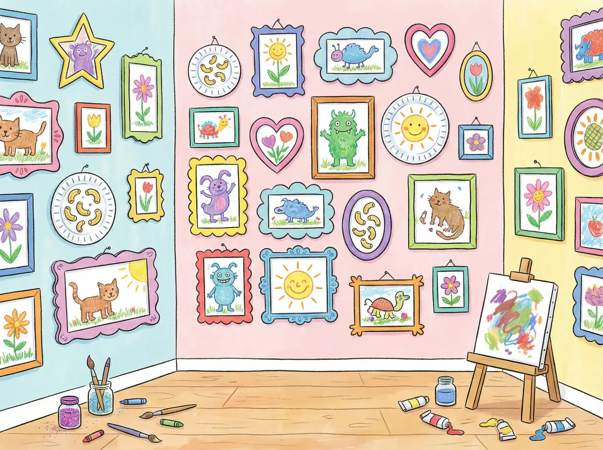 小朋友的彩色画作 - 窑子开张了有标题小标题缓存 创意展示